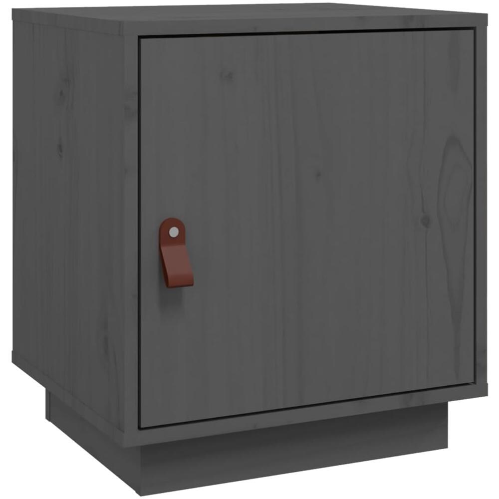 Comodino Grigio 40x34x45 Cm In Legno Massello Di Pino - Foto 1