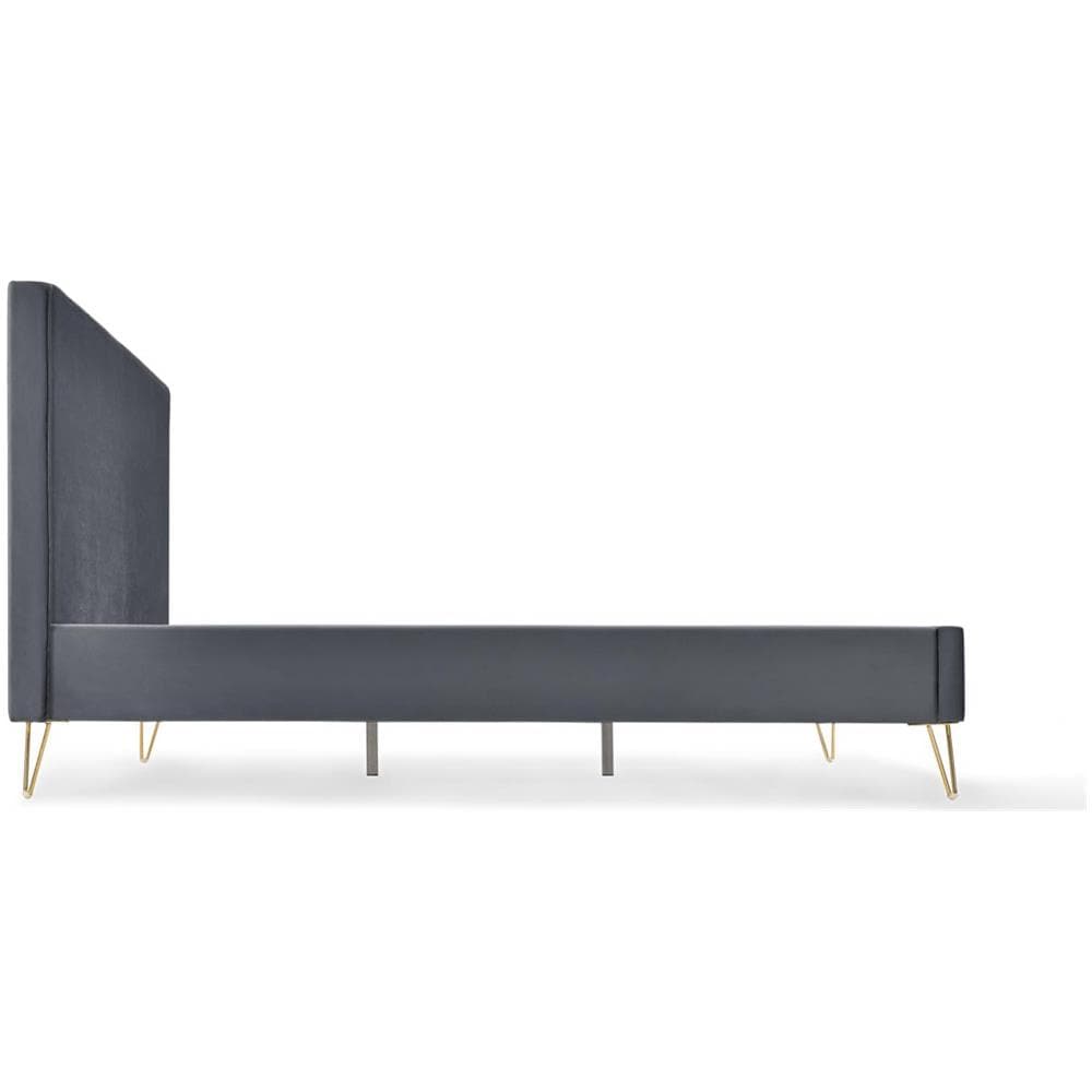 Riverside Struttura Letto In Velluto Grigio E Ottone 140x190 Cm - Foto 2