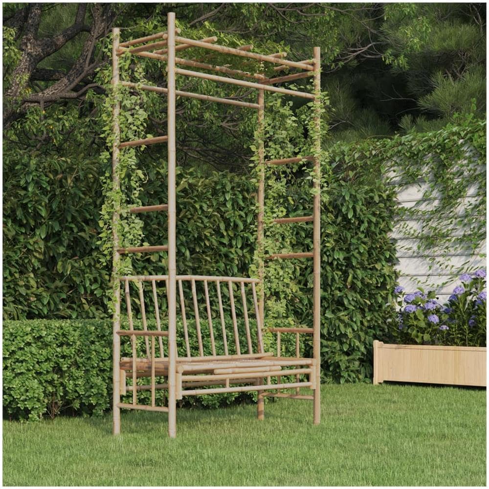 Panca da Giardino con Pergola 116 cm in Bambù - Foto 1