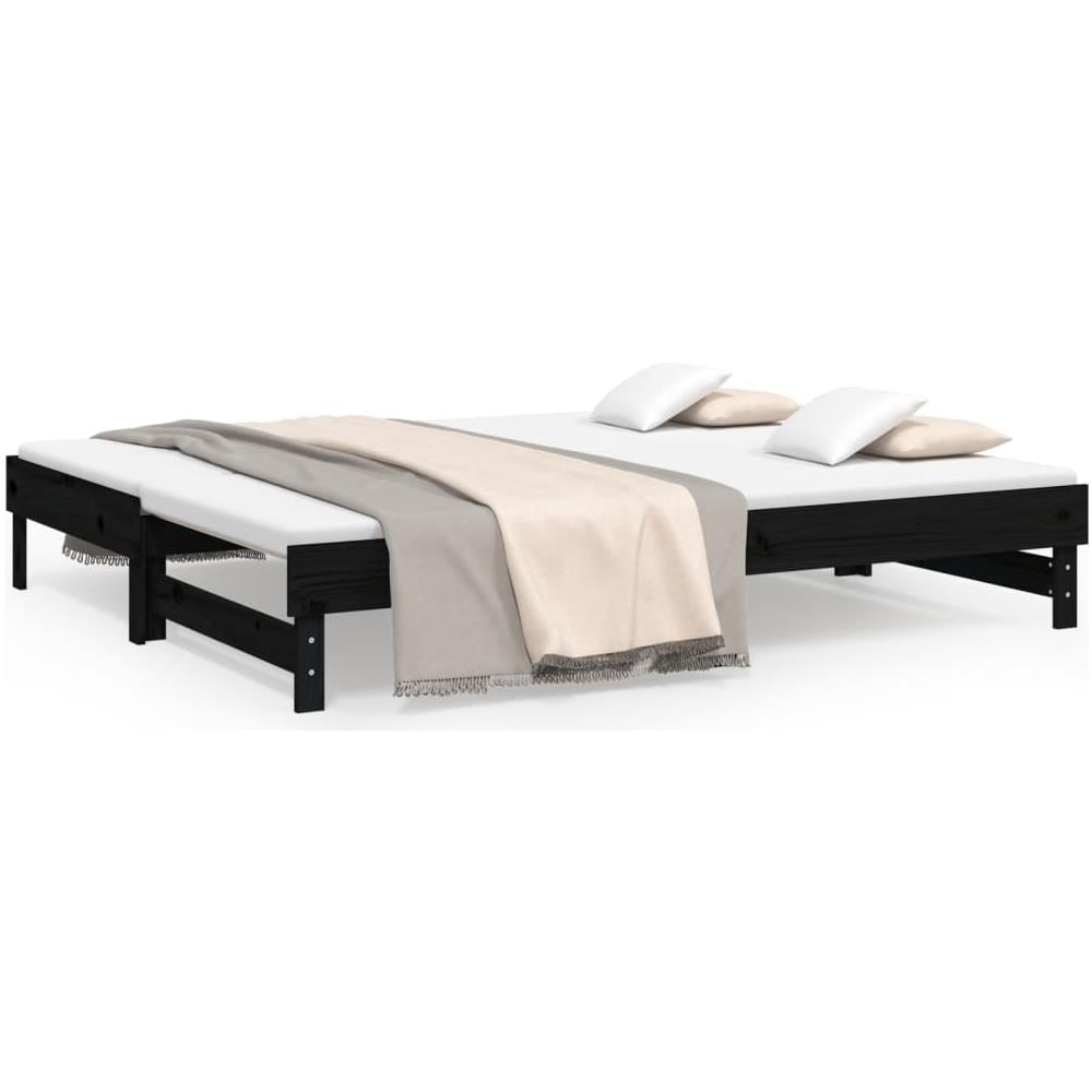 Dormeuse Estraibile Nera 2x (100x200) Cm Legno Massello Di Pino - Foto 2