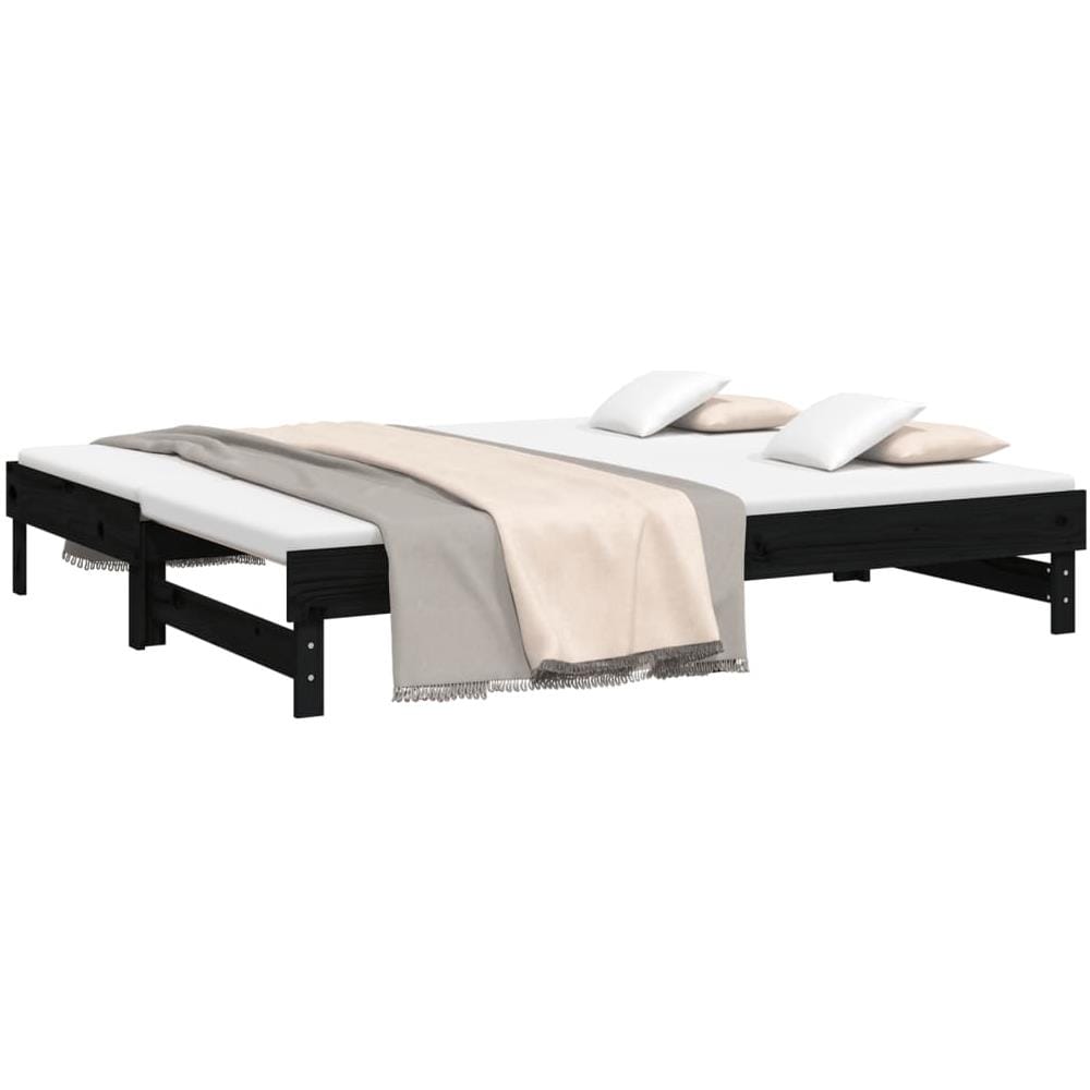 Dormeuse Estraibile Nera 2x (100x200) Cm Legno Massello Di Pino - Foto 3