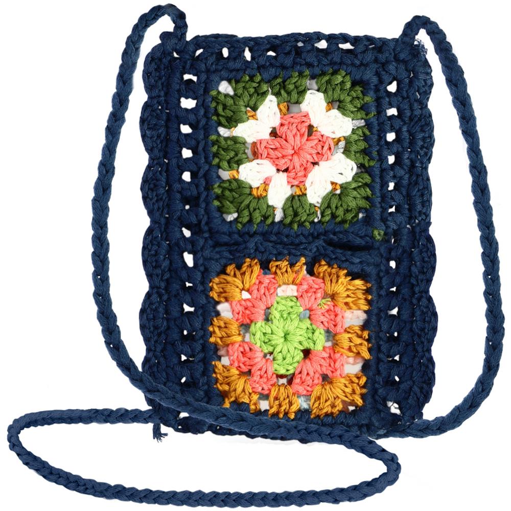 Borsetta A Tracolla All'uncinetto Per Smartphone, Serie Wavepocket Blu - Foto 2