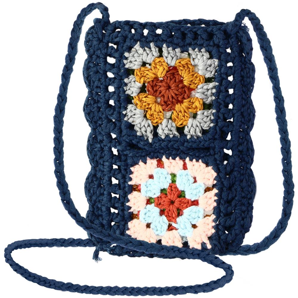 Borsetta A Tracolla All'uncinetto Per Smartphone, Serie Wavepocket Blu - Foto 1