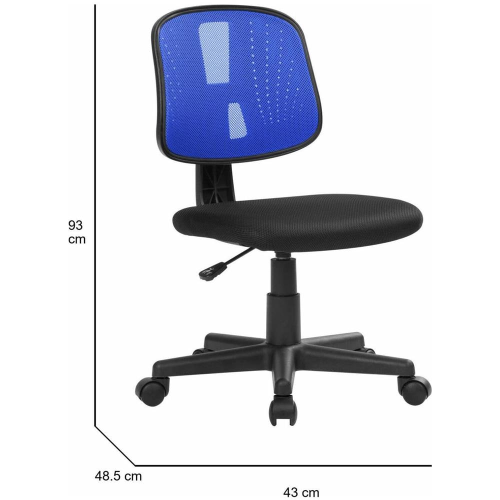 Sedia Da Ufficio Nowra, Sedia Operativa Da Ufficio, Seduta Ergonomica Da Ufficio, 49x43h81/93 Cm, Nero E Blu - Foto 2