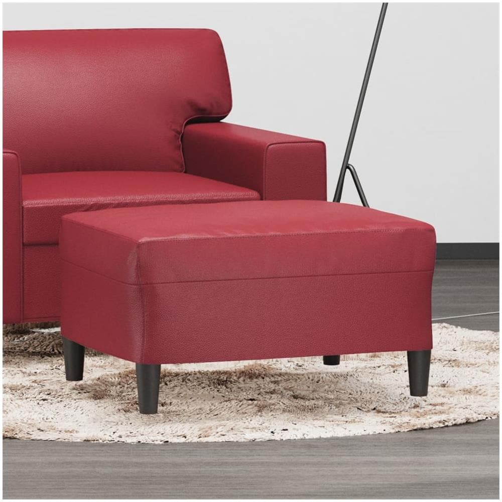 Poggiapiedi Rosso Vino 70x55x41 Cm In Similpelle - Foto 1