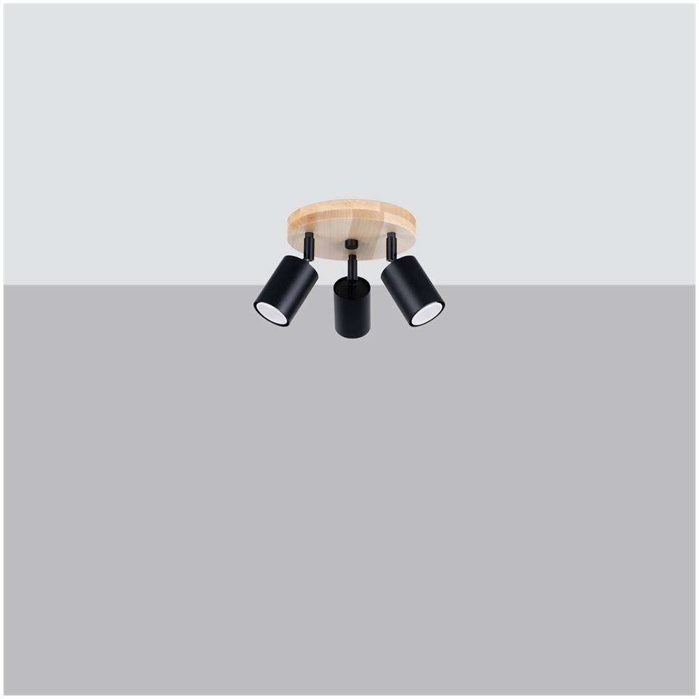 Lampada A Soffitto Verdo 3p Nero Sl. 1292 - Scandinavo Lampade Da Soffitto Legno Nero 17x33x33 Cm - Foto 2