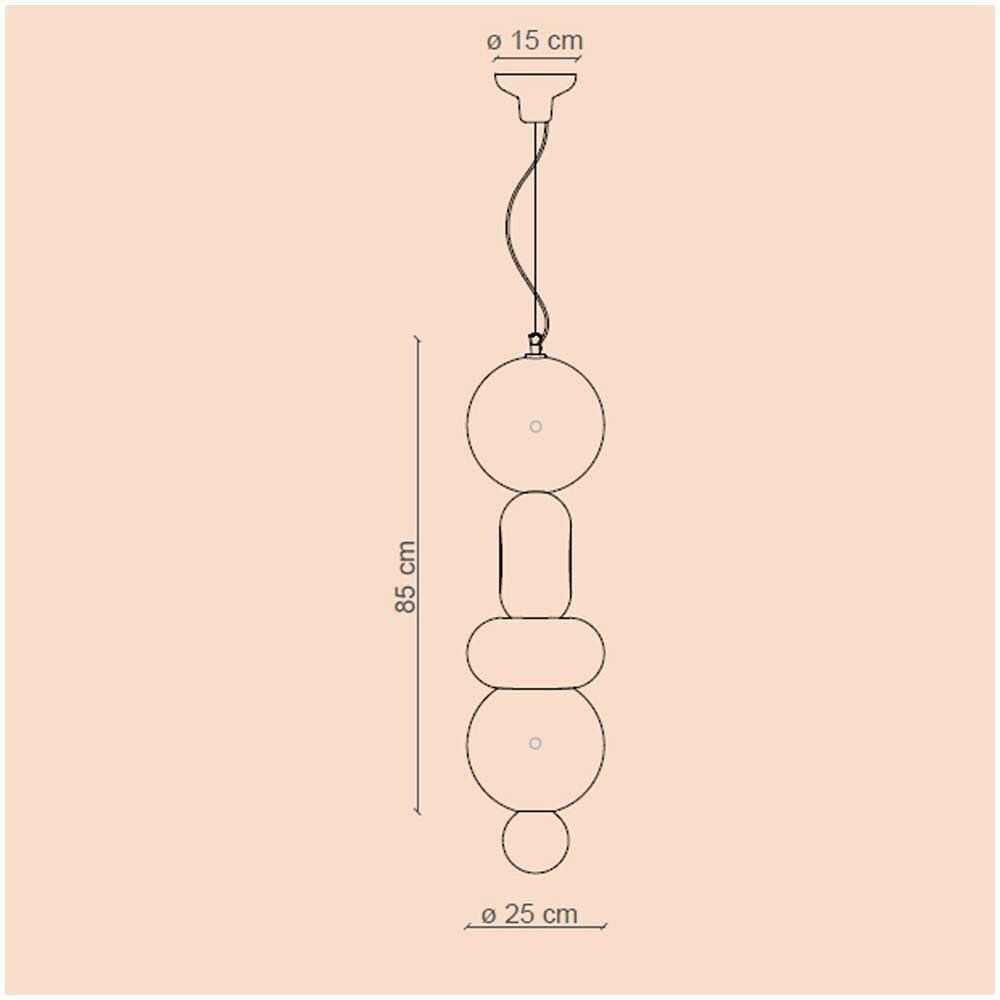 Sospensione Vintage Decò Bumbum 4 Elementi Ceramica Gialla Arancio Grigio E27 - Foto 2