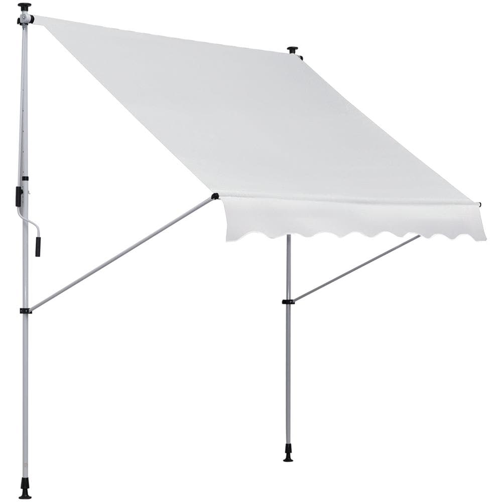 Tenda da Sole da Esterno 2x1.5m a Rullo con Manovella, Altezza e Angolazione Regolabile, Bianco - Foto 1