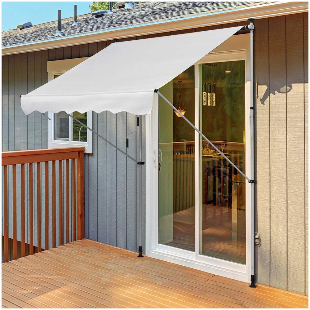 Tenda da Sole da Esterno 2x1.5m a Rullo con Manovella, Altezza e Angolazione Regolabile, Bianco - Foto 2