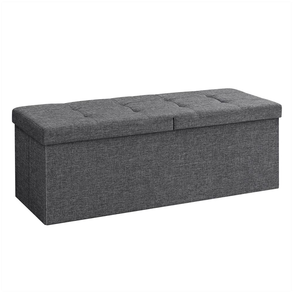 Pouf contenitore Valora PUFA in tessuto MDF grigio scuro salvaspazio - Foto 1