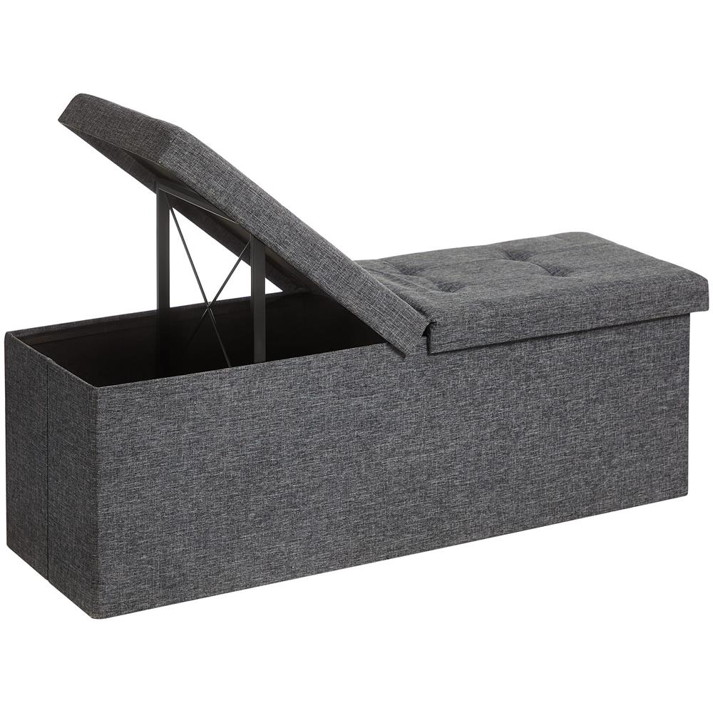 Pouf contenitore Valora PUFA in tessuto MDF grigio scuro salvaspazio - Foto 2
