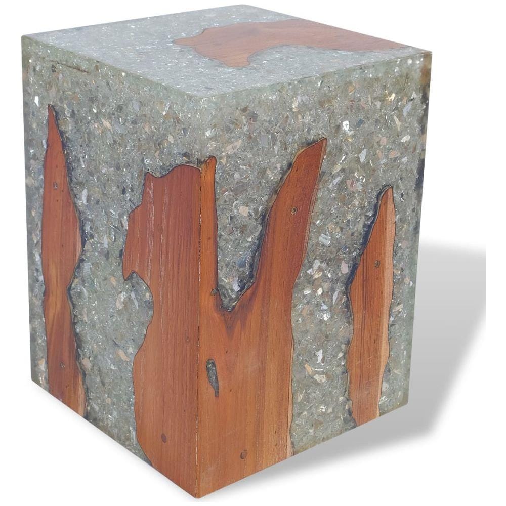 Sgabello In Legno Di Teak E Resina 30x30x40 Cm - Foto 2
