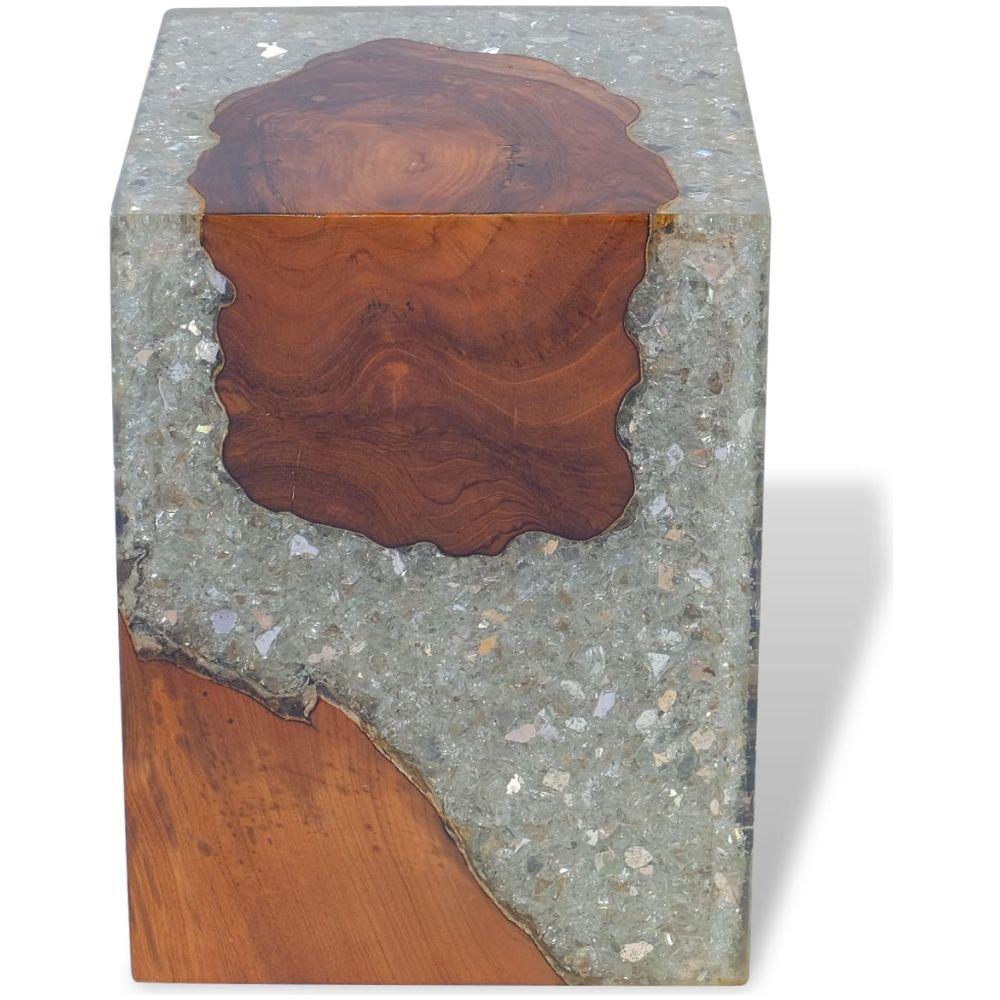 Sgabello In Legno Di Teak E Resina 30x30x40 Cm - Foto 16