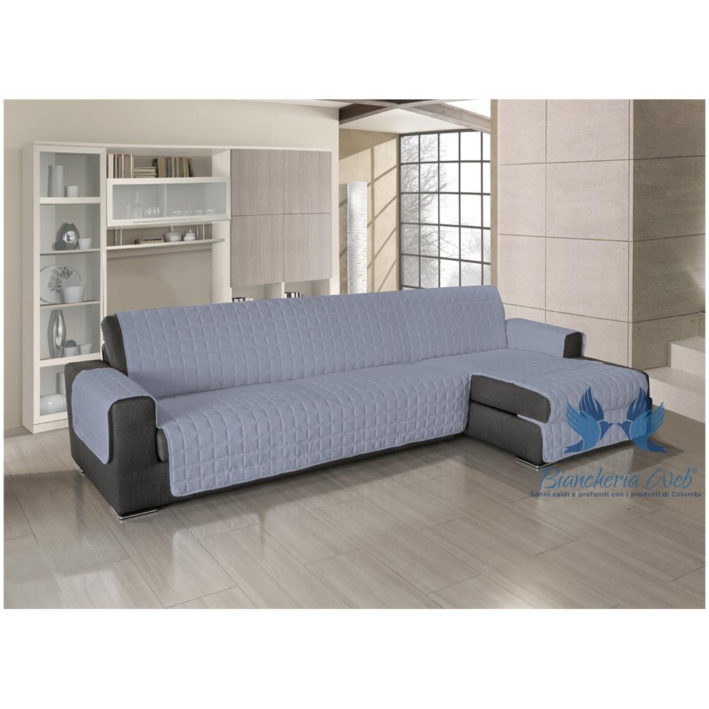 Copridivano Trapuntato Per Divani Con Penisola In Tinta Unita Colore Grigio 240-245 Cm Grigio - Foto 1