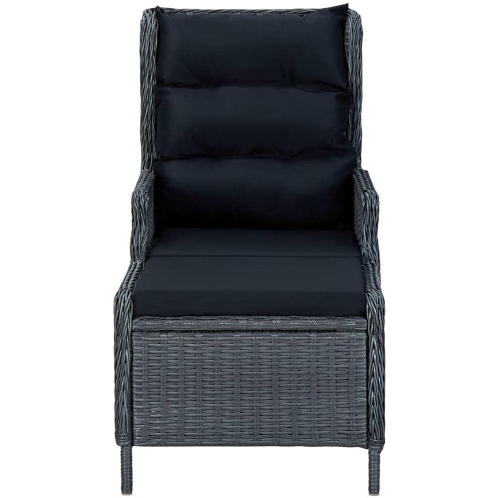 Sedia da Giardino Reclinabile con Pouf Polyrattan Grigio Scuro - Foto 2