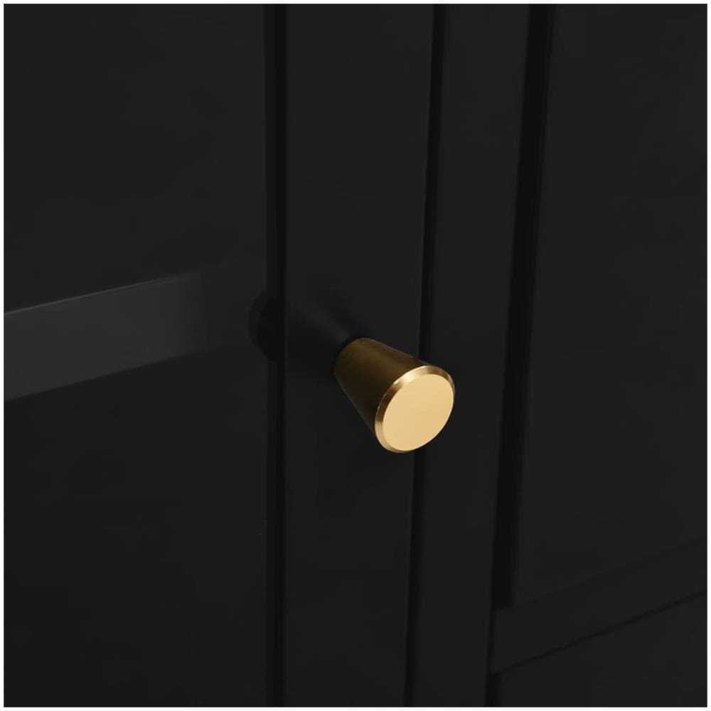 Credenza Nera 105x35x70 Cm In Acciaio E Vetro Temperato - Foto 3