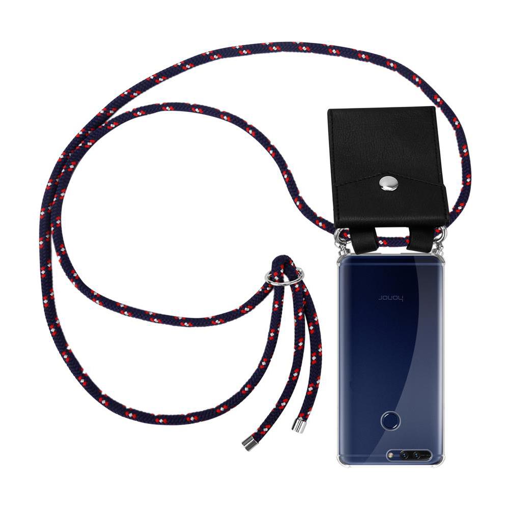 Catena Di Telefoni Cellulari Compatibile Con Honor 8 Pro In Blu Rosso Bianco À Pois - Coperchio Protettivo In Silicone Con Anelli D'argento, Cinturino In Corda E Custodia Staccabile - Foto 1