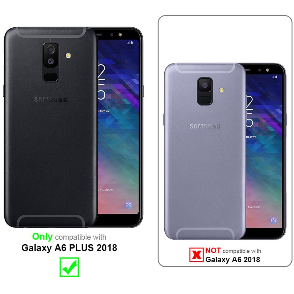 Custodia Compatibile Con Samsung Galaxy A6 Plus 2018 In Oro Rosato Nero - Coperchio Protettiva Con Chiusura Magnetica, Funzione Stand E Tasca Per Le Carte - Foto 2