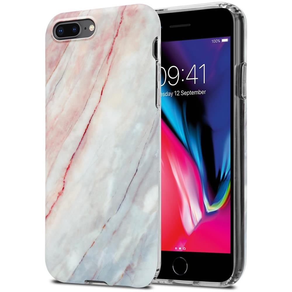 Custodia Compatibile Con Apple Iphone 8 Plus / 7 Plus / 7s Plus In Marmo Bianco Rosa No. 21 - Coperchio Protettivo In Silicone Tpu Con Motivo A Mosaico - Foto 1
