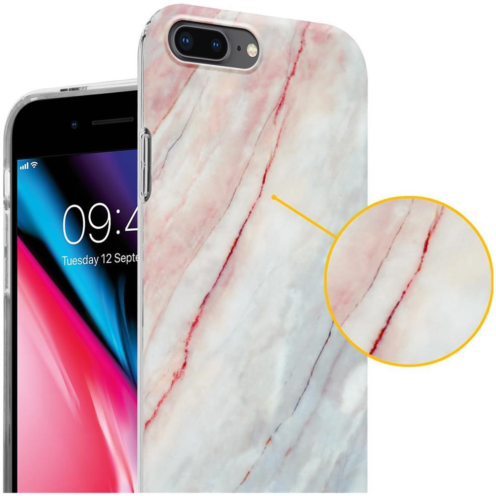 Custodia Compatibile Con Apple Iphone 8 Plus / 7 Plus / 7s Plus In Marmo Bianco Rosa No. 21 - Coperchio Protettivo In Silicone Tpu Con Motivo A Mosaico - Foto 2