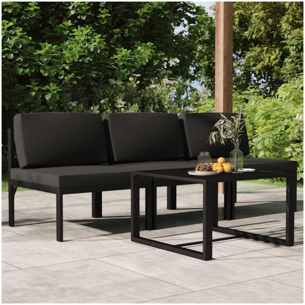 Set Divani Da Giardino 4 Pz Con Cuscini In Alluminio Antracite - Foto 1