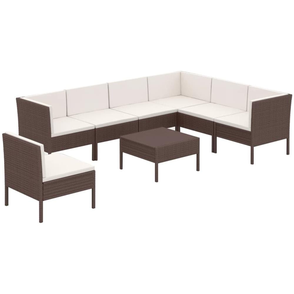 Set Divani Da Giardino 8 Pz Con Cuscini In Polyrattan Marrone - Foto 2