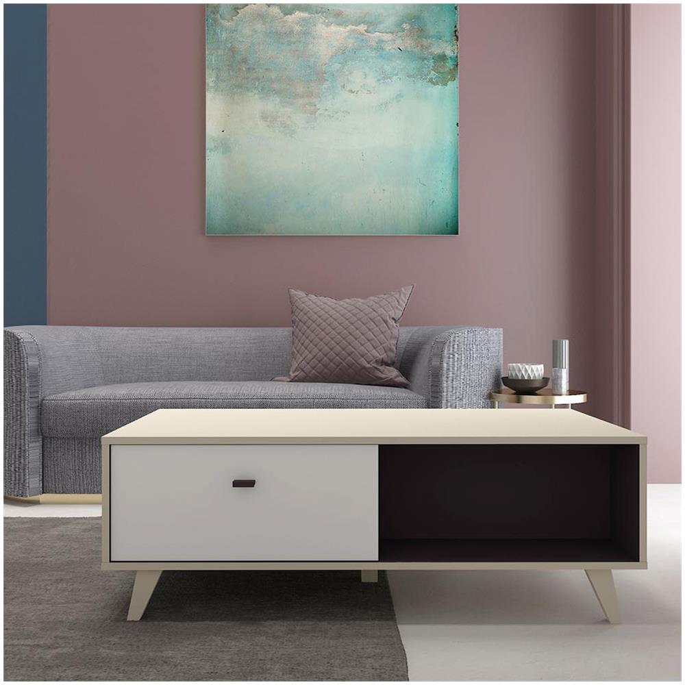 Tavolino In Legno Naturale Con Cassetto Skadi - Foto 1