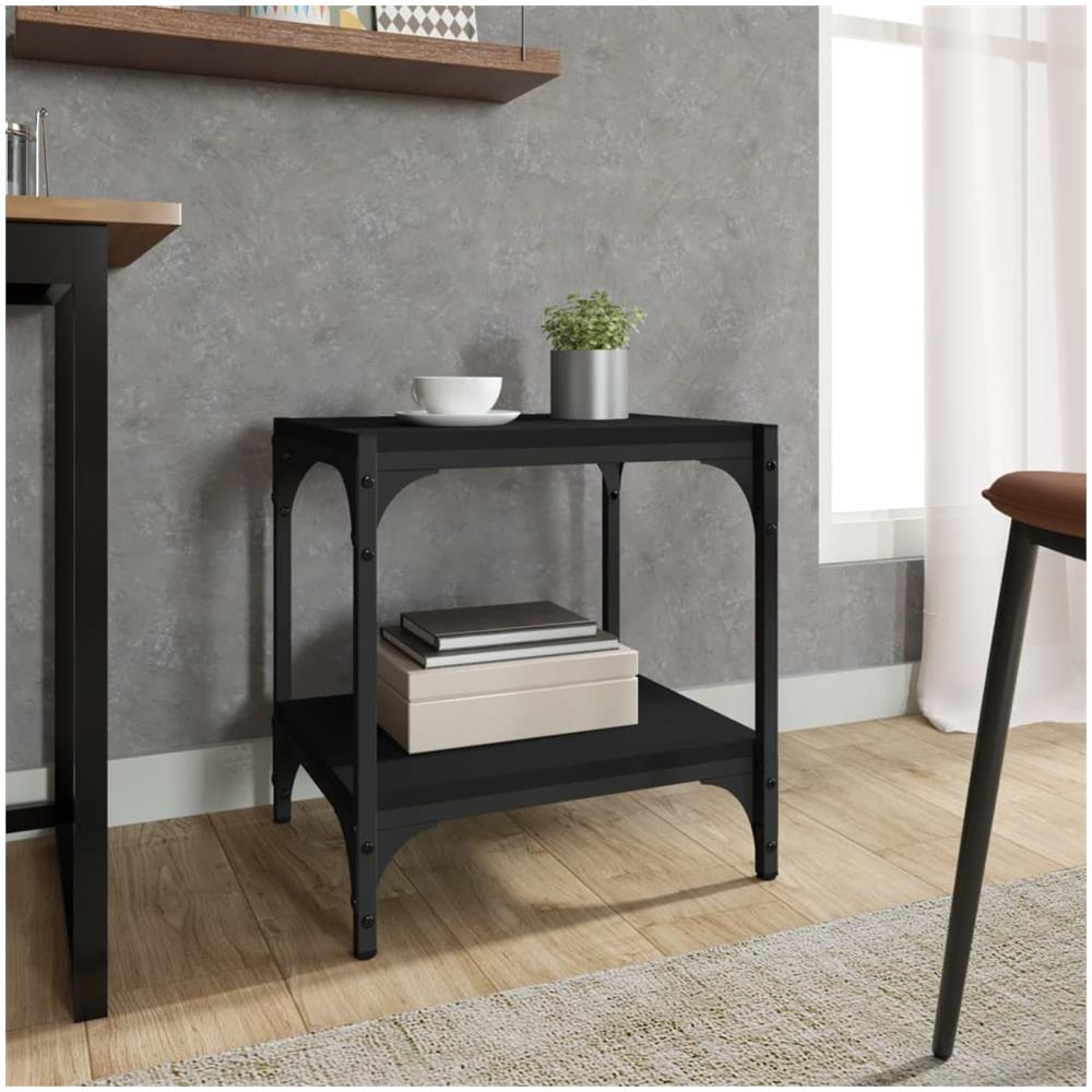 Mobile Porta Tv Nero 40x33x41 Cm In Legno Multistrato E Acciaio - Foto 9