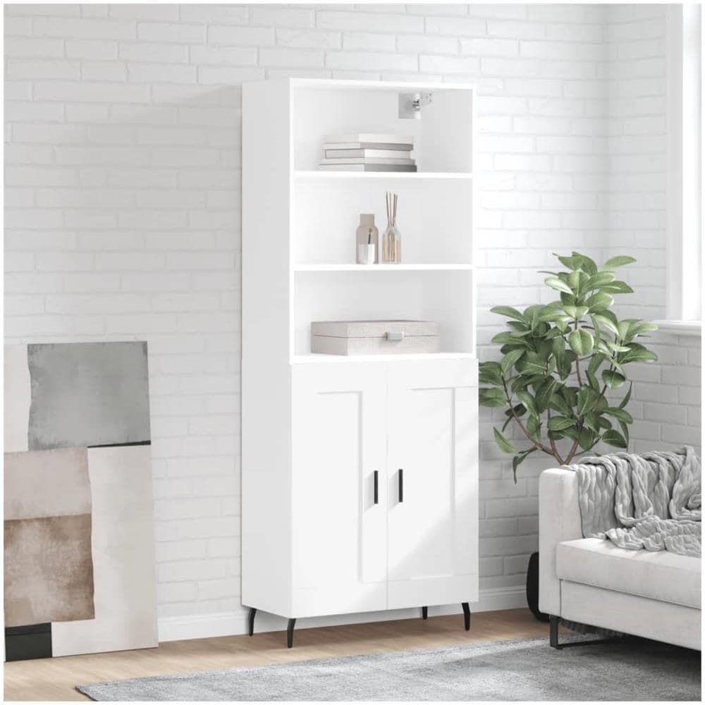 Credenza Bianca 69,5x34x180 Cm In Legno Multistrato - Foto 1