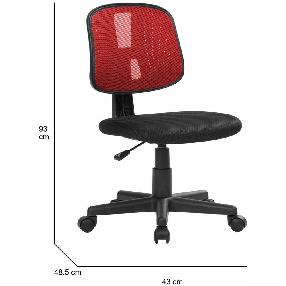 Sedia Da Ufficio Nowra, Sedia Operativa Da Ufficio, Seduta Ergonomica Da Ufficio, 49x43h81/93 Cm, Nero E Rosso - Foto 2