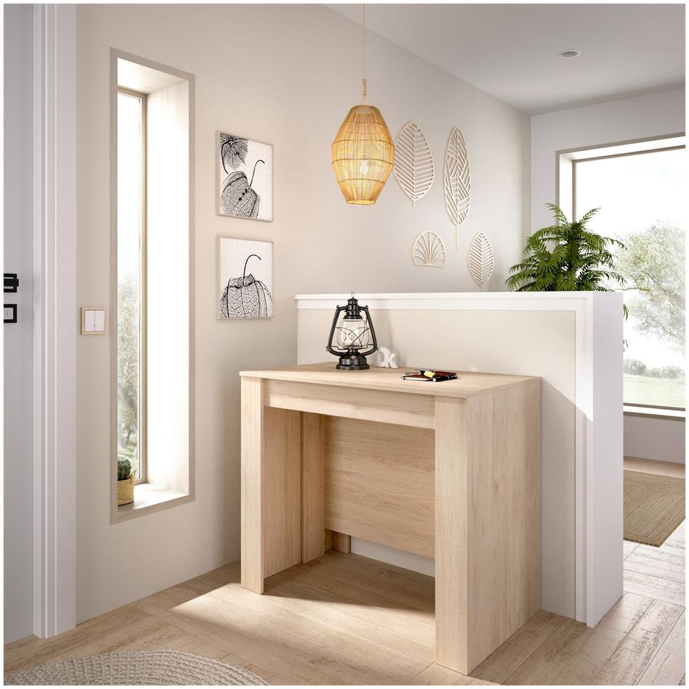 Tavolo Allungabile Cognolo, Consolle Estensibile Multiposizione, Tavolo Da Pranzo Multiuso, 54/239x90h77 Cm, Rovere - Foto 4