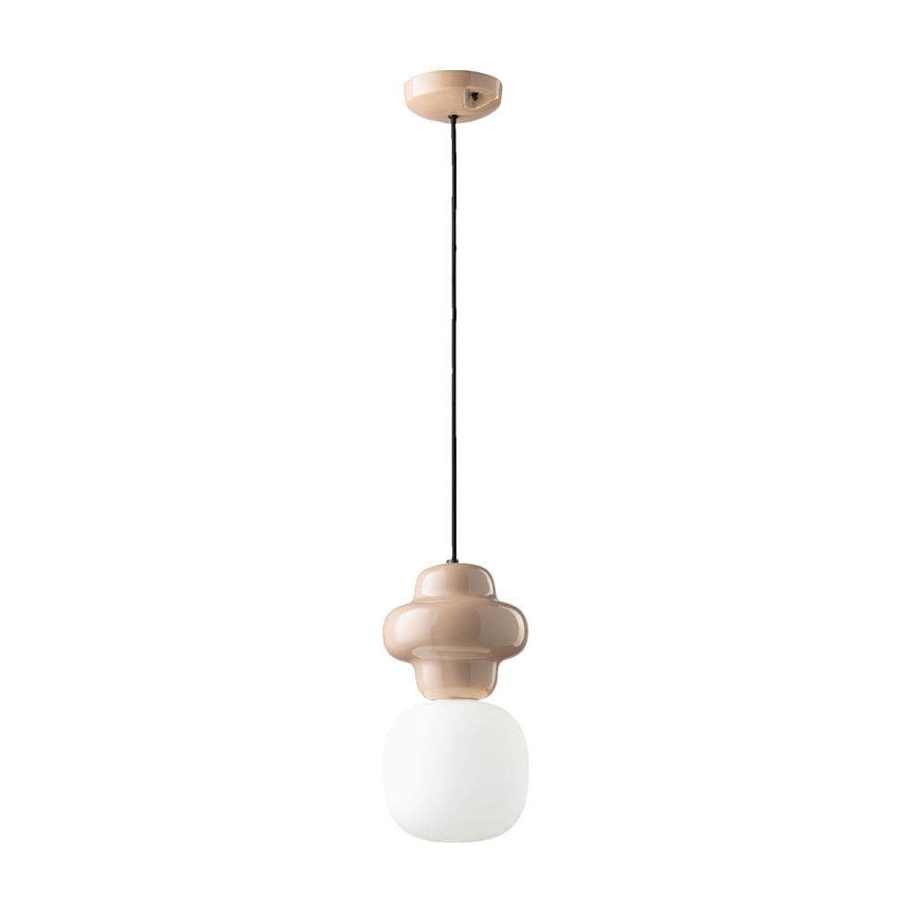 Sospensione Vintage Decò Copacabana Ceramica Grigia 1 Luce E27 - Foto 1