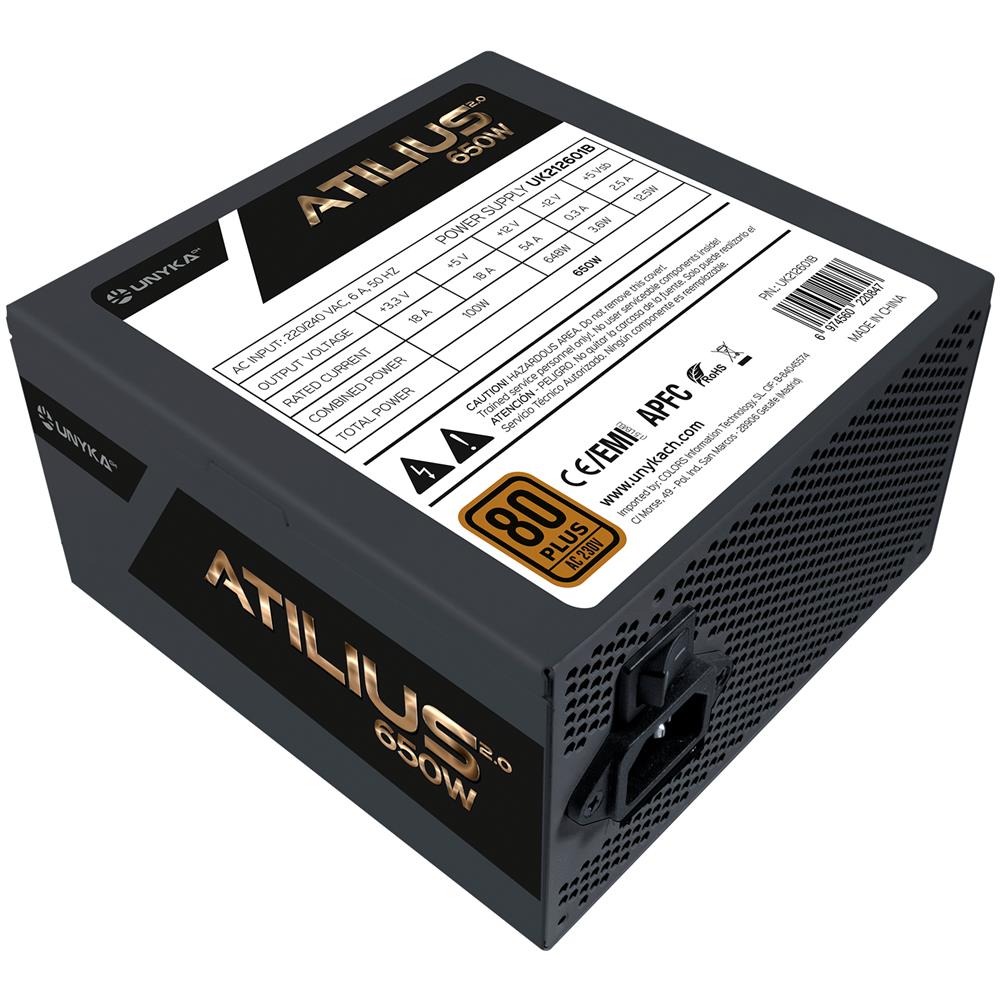 ATX Atilius 2.0 Black 650W 80+ Bronze alimentatore per computer 20+4 pin ATX Nero - Foto 2