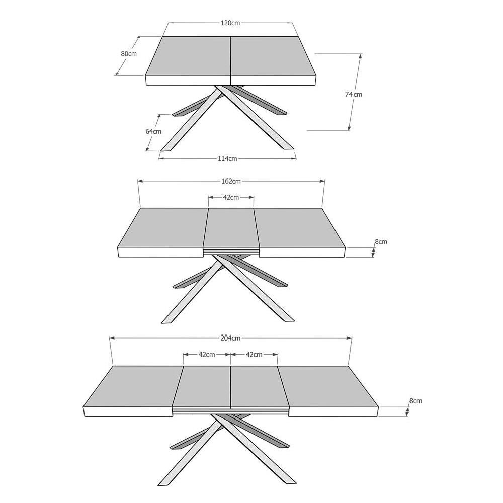 Tavolo allungabile 80x120/204 cm Karida noce gambe antracite - Foto 4