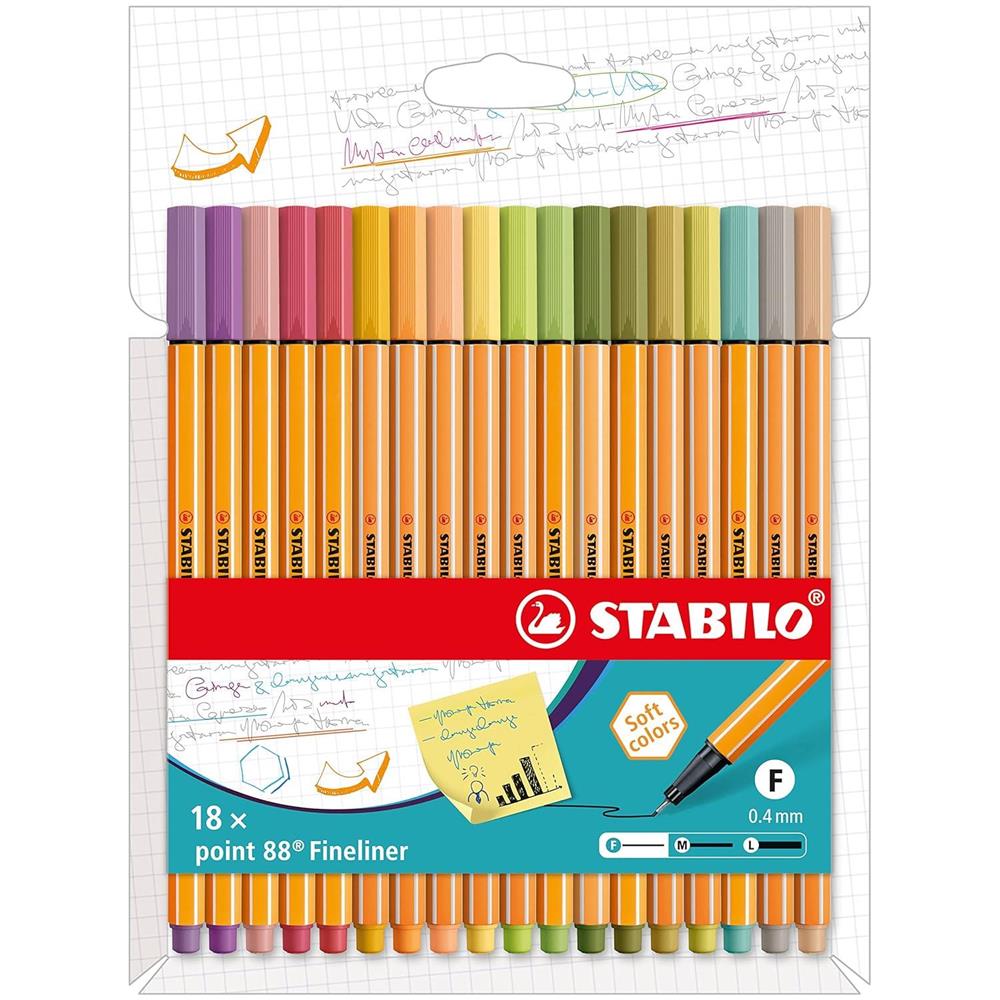 point 88 - Fineliner - Astuccio da 18 - Soft Colors - Colori assortiti - Foto 1