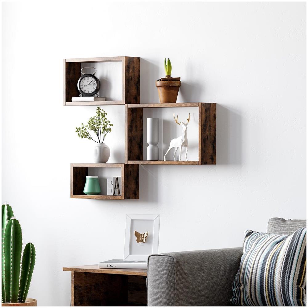 SET DI 3 MENSOLE da parete in stile rustico marrone per soggiorno - Foto 2