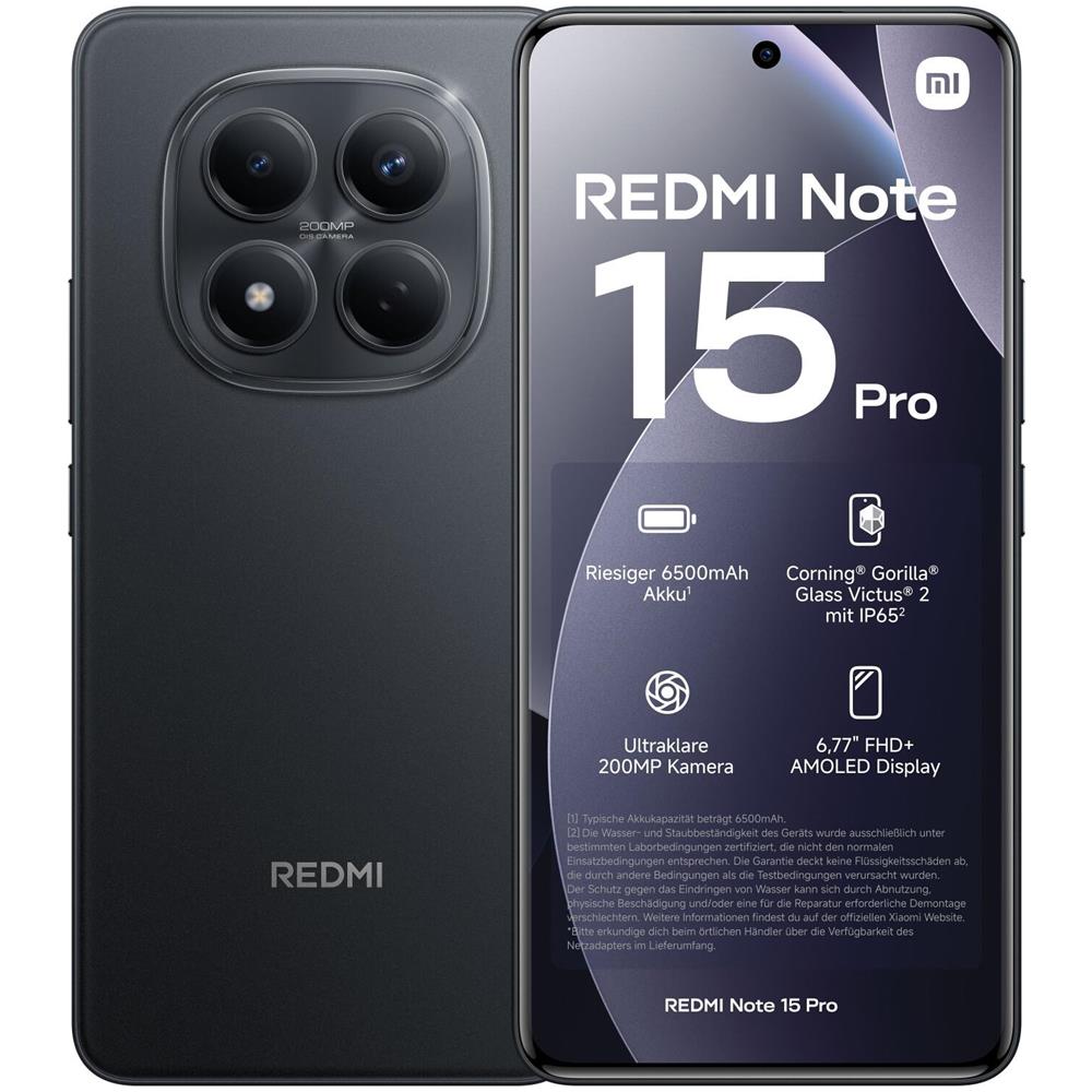 Redmi Note 15 Pro 4G 256GB 8GB Ram Display 6.77" Amoled 120Hz Main Camera 200MP Dual Sim (Sim+Ibrida) MediaTek Helio G200-Ultra 6500mAh Black - Foto 1