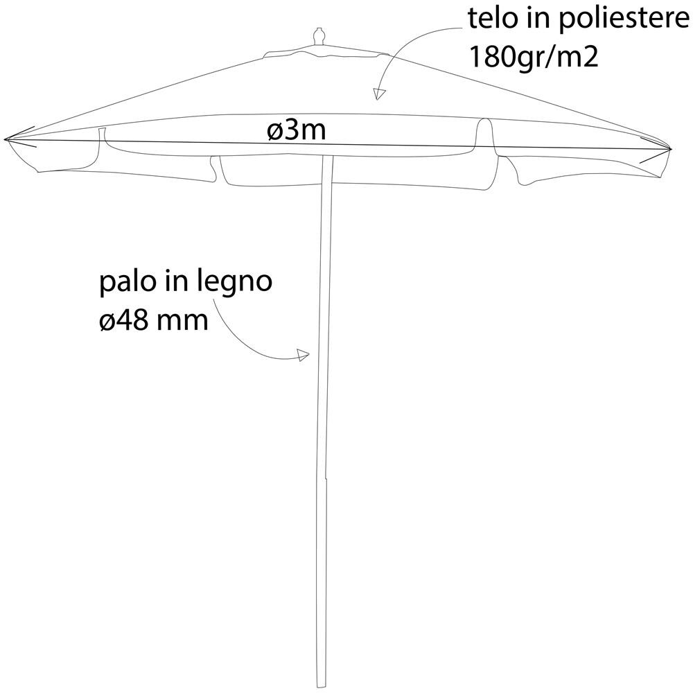 Dominus - Ombrellone Rotondo Da Giardino Palo Centrale In Legno 3 M - Foto 2