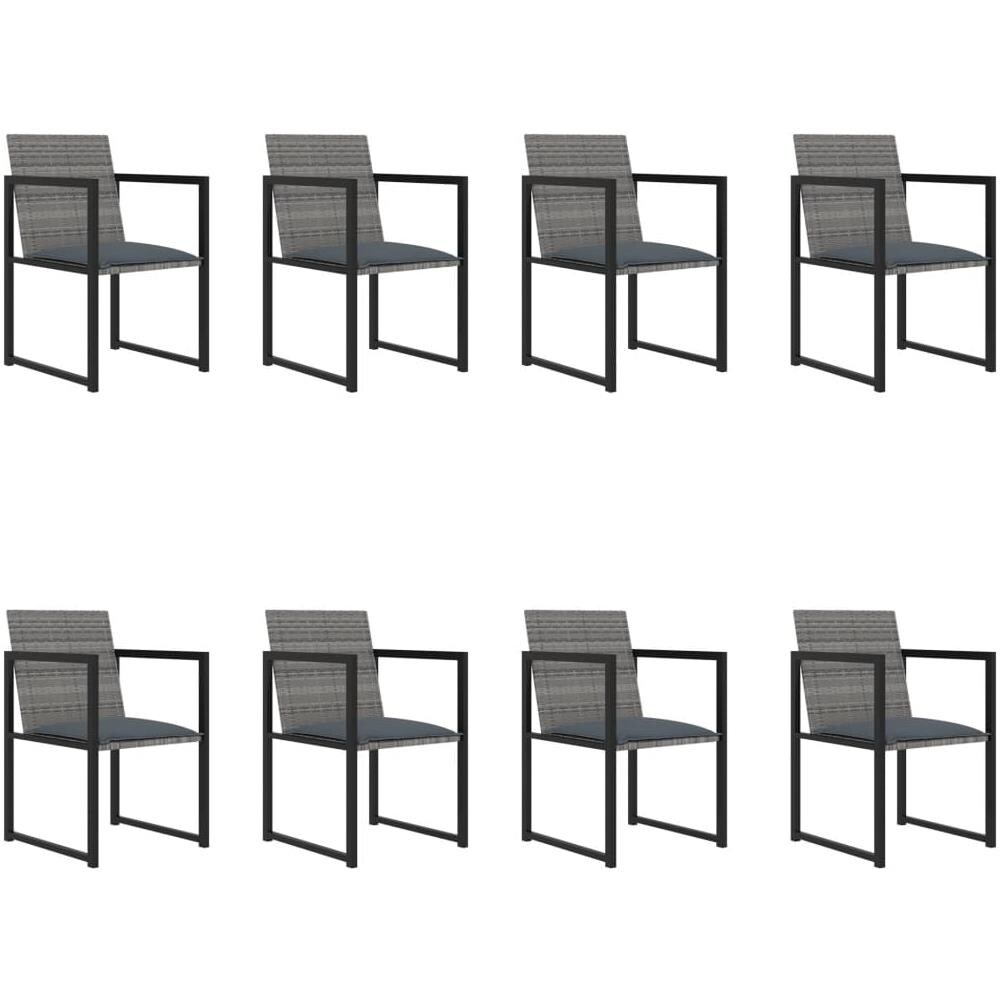 Set da Pranzo da Giardino 9 pz con Cuscini in Polyrattan Grigio - Foto 3