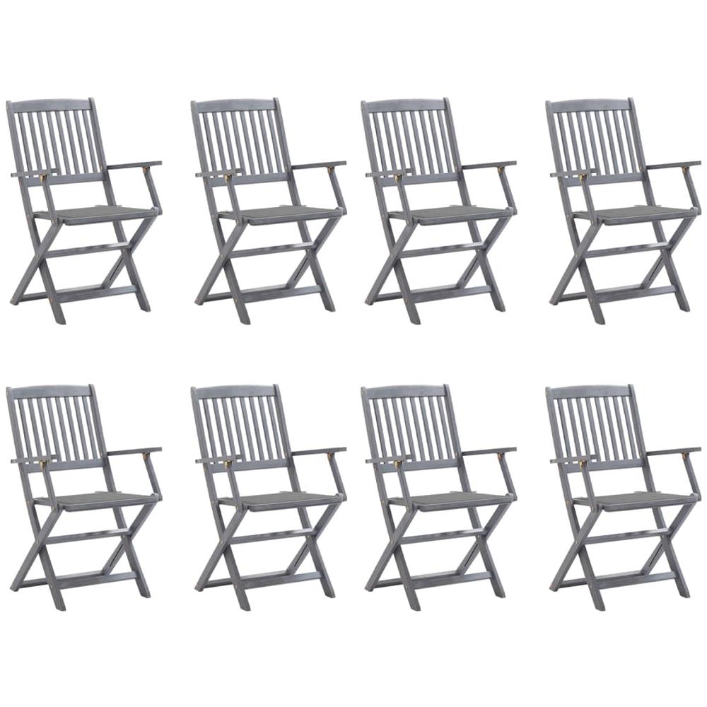 Sedie da Giardino Pieghevoli 8 pz con Cuscini Massello Acacia - Foto 1