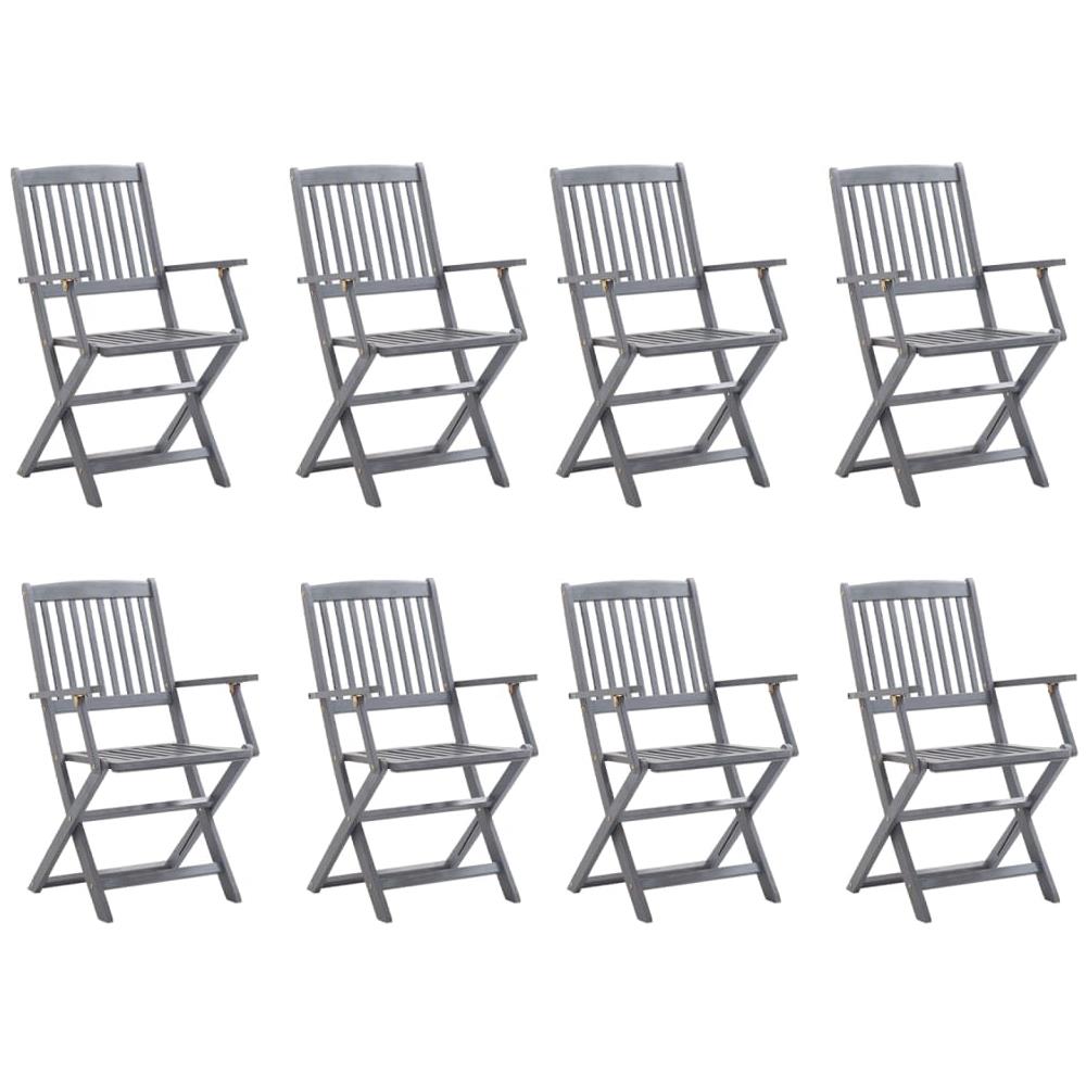 Sedie da Giardino Pieghevoli 8 pz con Cuscini Massello Acacia - Foto 2