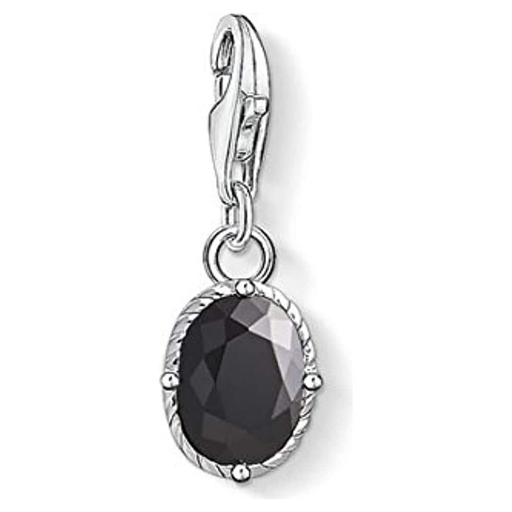 Pendente Da Donna Argento Sterling 925 Con Zirconia Cubica Nera Ovale - Foto 1