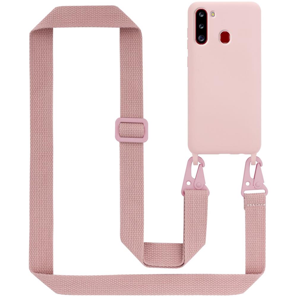 Catena Di Telefoni Cellulari Compatibile Con Samsung Galaxy A21 In Liquid Rosa - Coperchio Di Protezione In Silicone Con Cordino Regolabile In Lunghezza - Foto 1