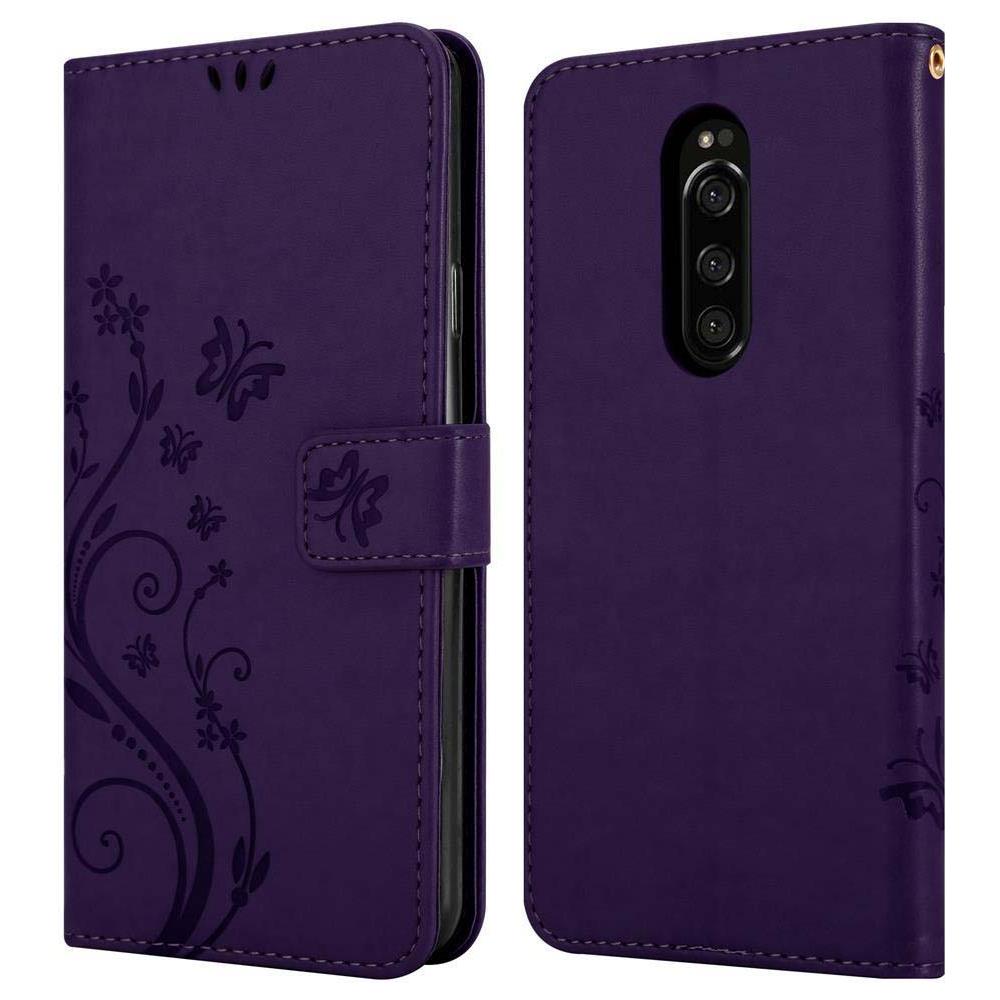 Custodia Compatibile Con Sony Xperia 1 / Xperia Xz4 In Lilla Scuro Fiore - Coperchio Protettivo In Design Floreale Con Chiusura Magnetica, Funzione Stand E Slot Per Carte - Foto 8