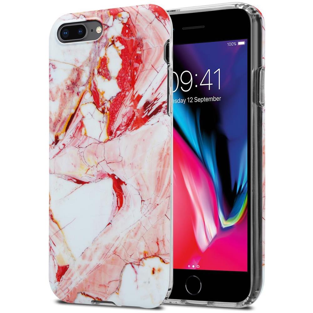 Custodia Compatibile Con Apple Iphone 8 Plus / 7 Plus / 7s Plus In Marmo Rosa Bianco No. 20 - Coperchio Protettivo In Silicone Tpu Con Motivo A Mosaico - Foto 1