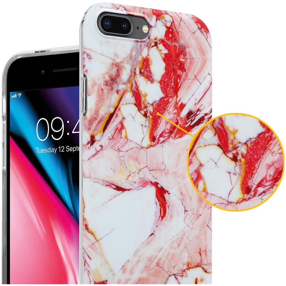 Custodia Compatibile Con Apple Iphone 8 Plus / 7 Plus / 7s Plus In Marmo Rosa Bianco No. 20 - Coperchio Protettivo In Silicone Tpu Con Motivo A Mosaico - Foto 2