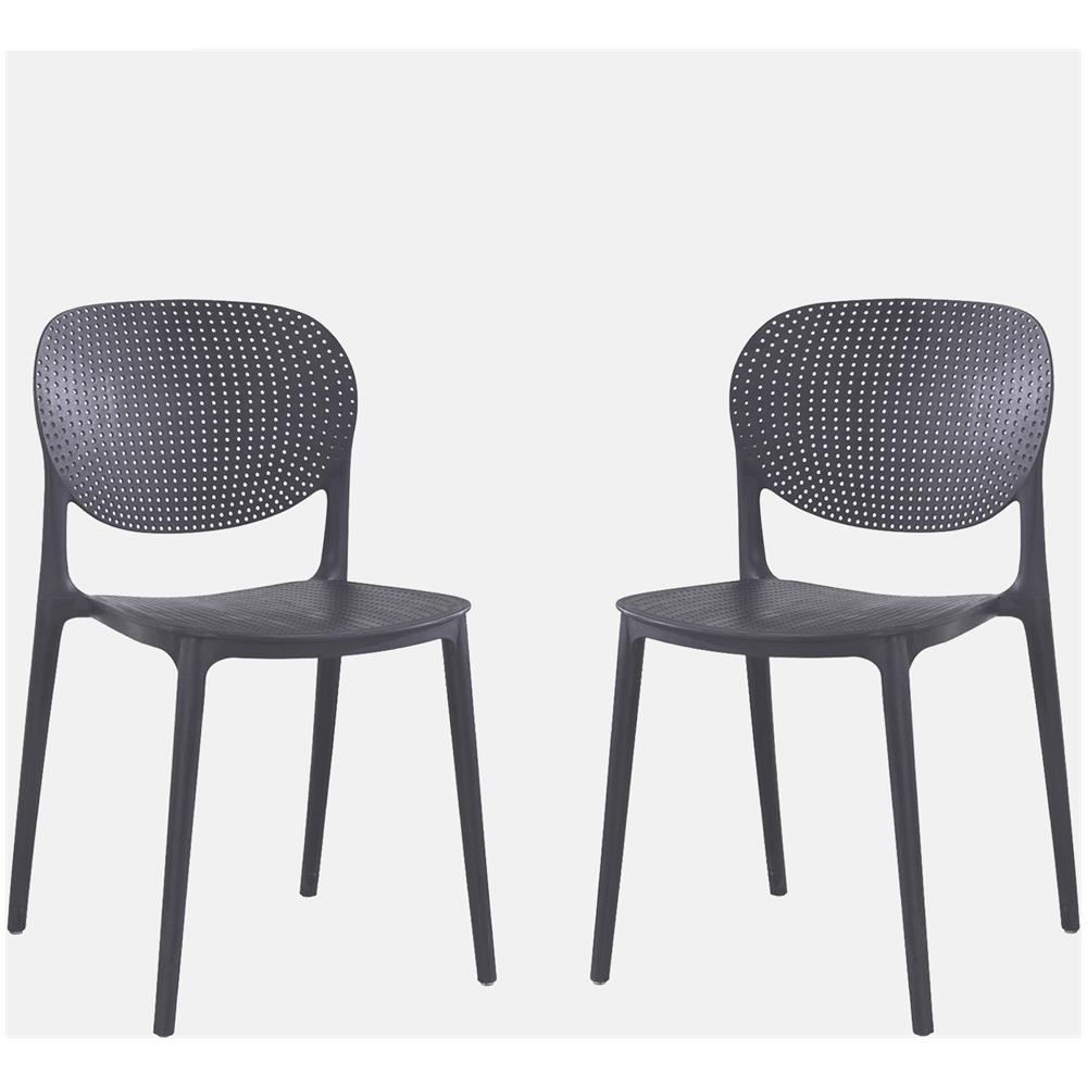Livinia Seattle Set Di 2 Sedie Da Pranzo In Legno Massello - Stile Fattoria Con Schienale A Scala E Seduta Imbottita (Nero, 40x47x89 Cm) - 2