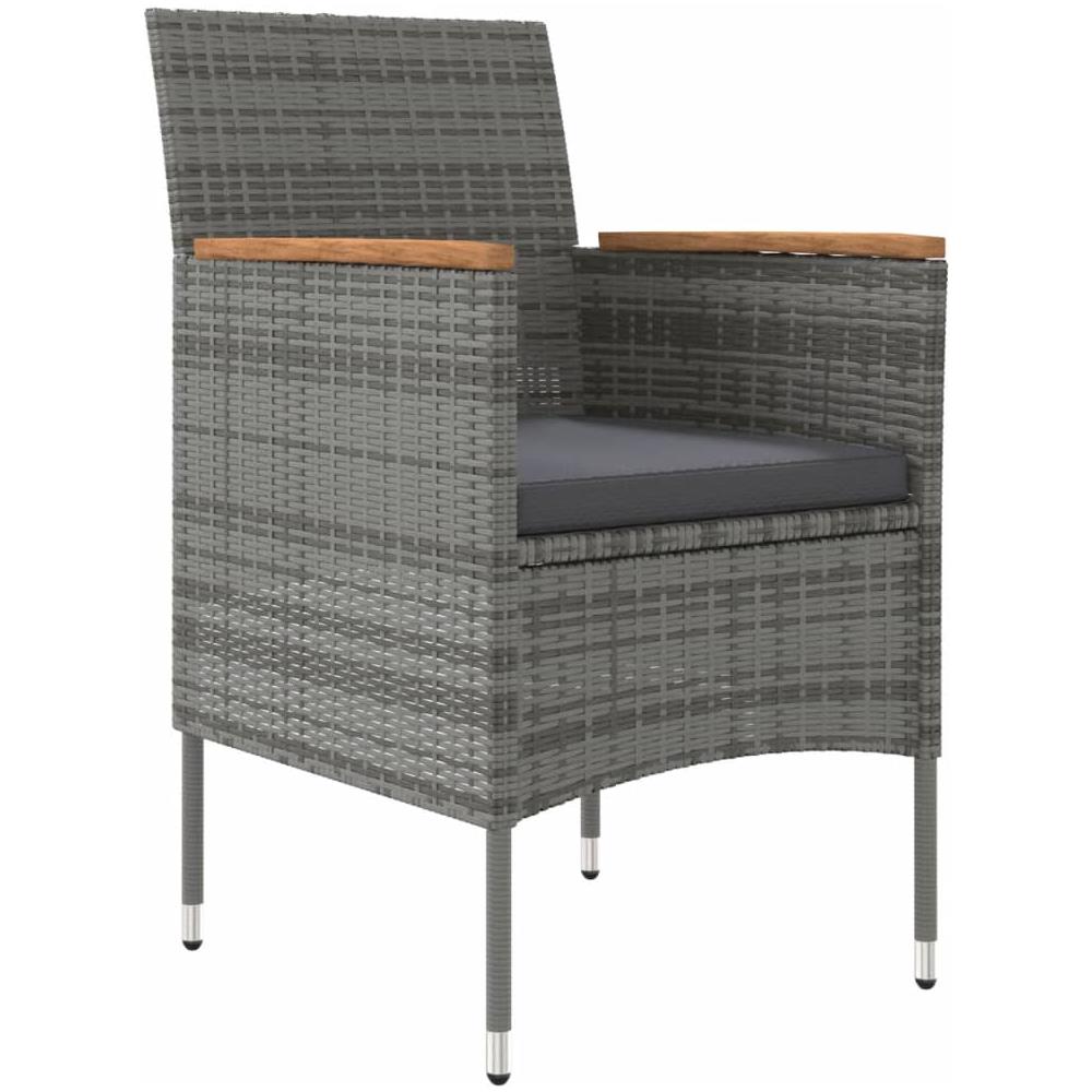 Set Da Pranzo Per Giardino 7 Pz Con Cuscini Grigio E Nero - Foto 3