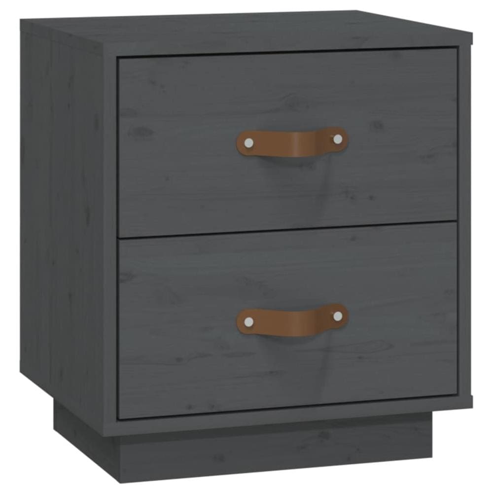 Comodino Grigio 40x34x45 Cm In Legno Massello Di Pino - Foto 1
