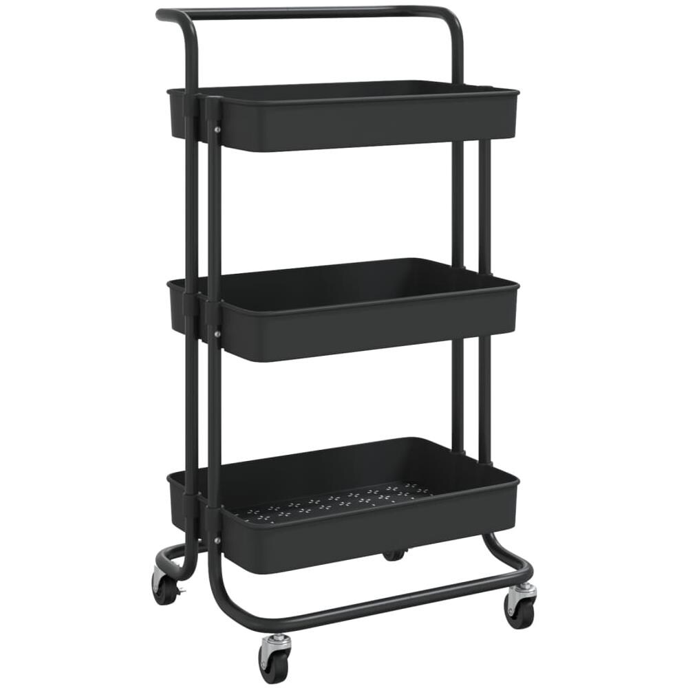 Carrello Da Cucina 3 Ripiani Nero 42x25x83,5 Cm Ferro E Abs - Foto 2